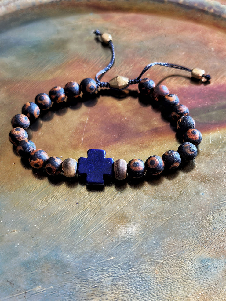 Tibetan Bead Cross Adjustable Bracelet