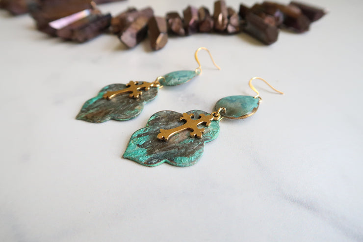 Patina Cross Earrings