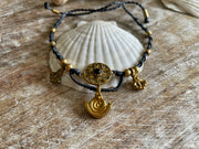 Onyx and Brass Macrame Anklet