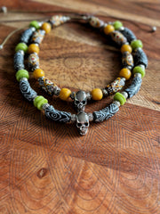 Skull and African Glass Necklace