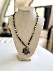 Batik Bone Eagle Turquoise Necklace