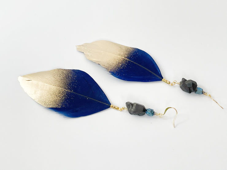 Boho Blue and Gold Earrings