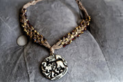 Beaded Macrame Boho Elephant Necklace