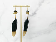 Gold Dipped Feather Earrings