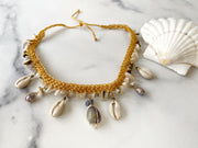 Cowrie and Shell Macrame Necklace