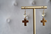 Swarovski Heart Cross Earrings