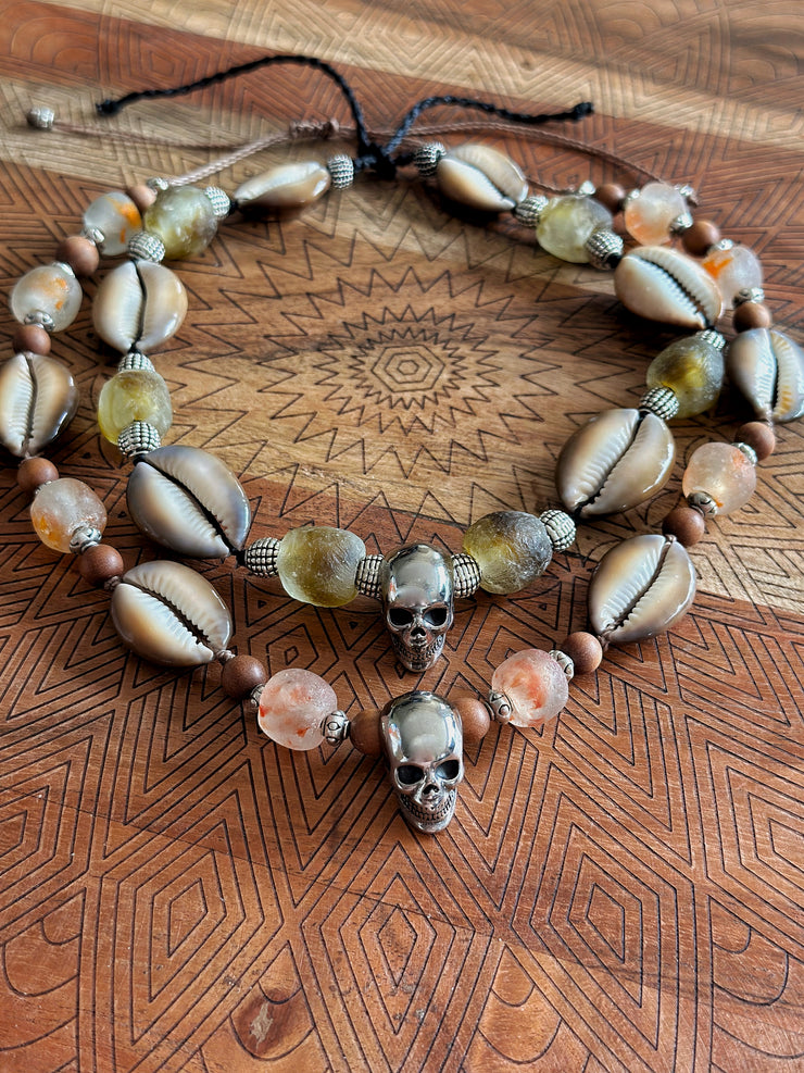 Skull and Cowrie Shell Necklace