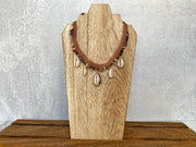 Cowrie and Natural Shell Chips Macrame Necklace