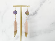 Boho Raw Druzy and Feather Earrings