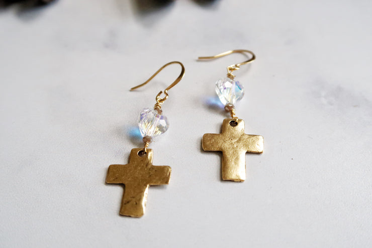 Swarovski Heart Cross Earrings