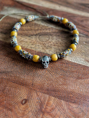 Skull and African Glass Necklace