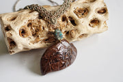 Hand Carved Coqui Coconut Macrame Necklace