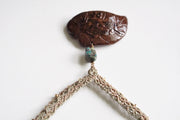 Hand Carved Coqui Coconut Macrame Necklace