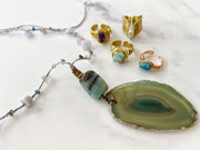 Sea Glass Crystal and Agate Pendant