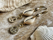 Silver Boho Cowrie Earrings