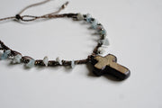 Natural Stone Cross Macrame Necklace