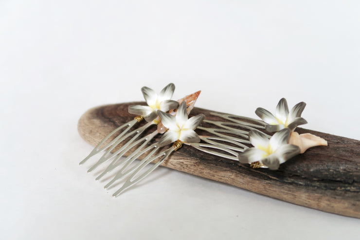 Tropical Flower and Seashell Hair Pin Set