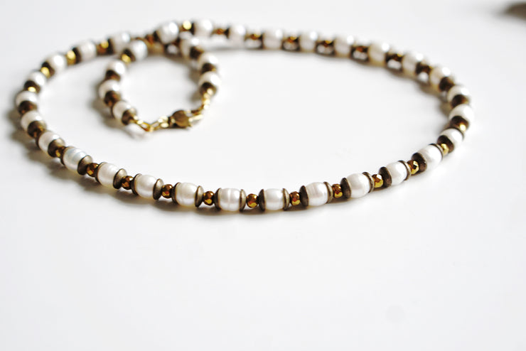 Pearl and Bronze Necklace