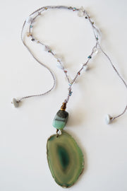 Sea Glass Crystal and Agate Pendant