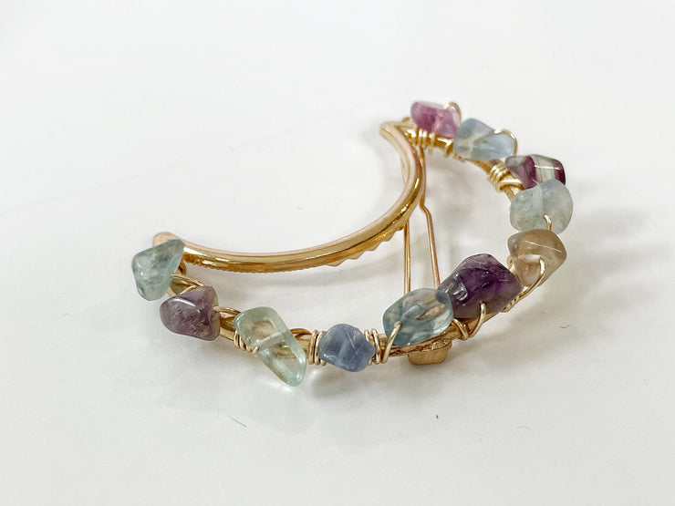 Fluorite Moon Hair Clip