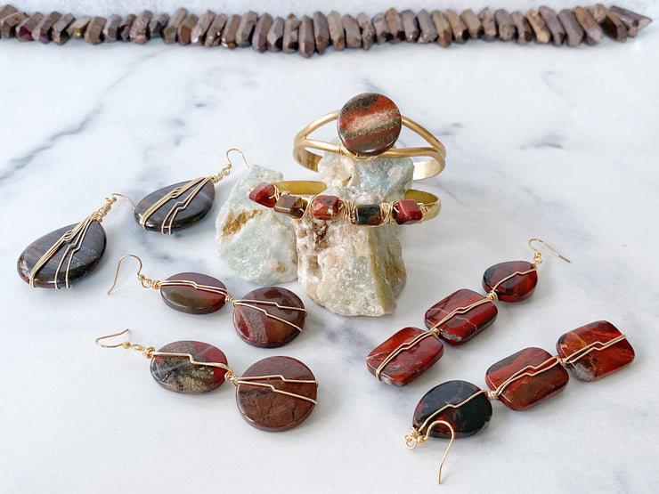 Apple Jasper Boho Wrapped Earrings