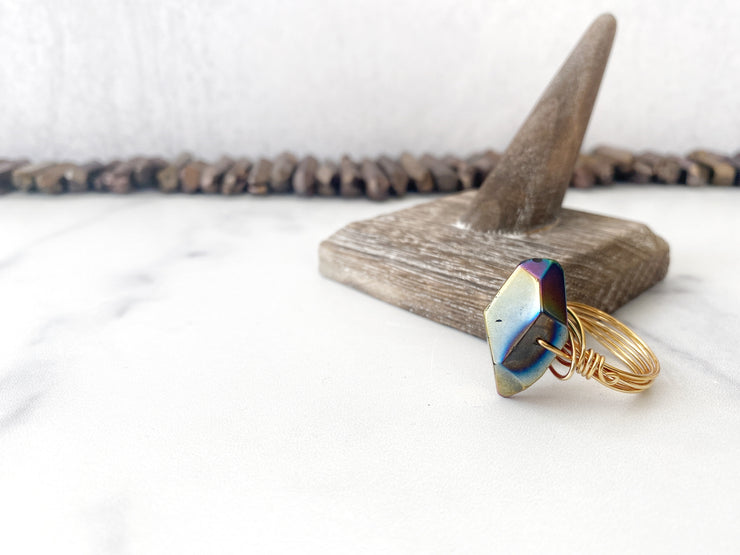 Rainbow Titanium Ring Size 7.5