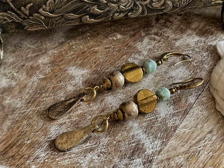 Brass Boho Larimar Earrings