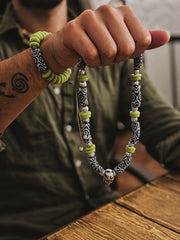 Skull and African Glass Necklace