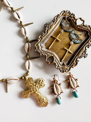 Brass and Cowrie Cross Necklaces