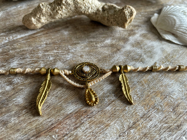 Quartz and Brass Anklet