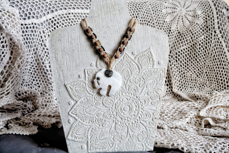 Mother of Pearl Elephant Boho Necklace