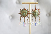 Patina Moon and Sun Catcher Earrings