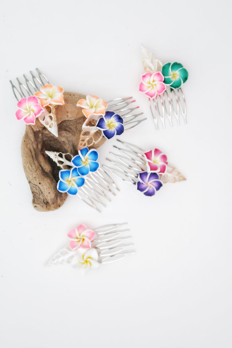 Tropical Flower and Seashell Hair Pin