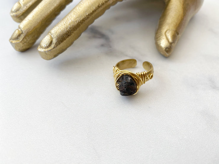 Smokey Quartz Boho Ring Adjustable 7up