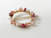 Rhodonite and Pink Quartz Hair Clip