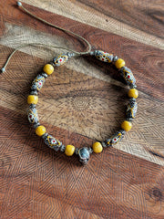 Skull and African Glass Necklace