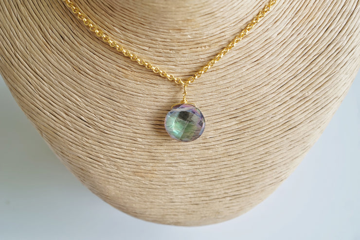 Quartz Crystal Clear Rainbow Necklace