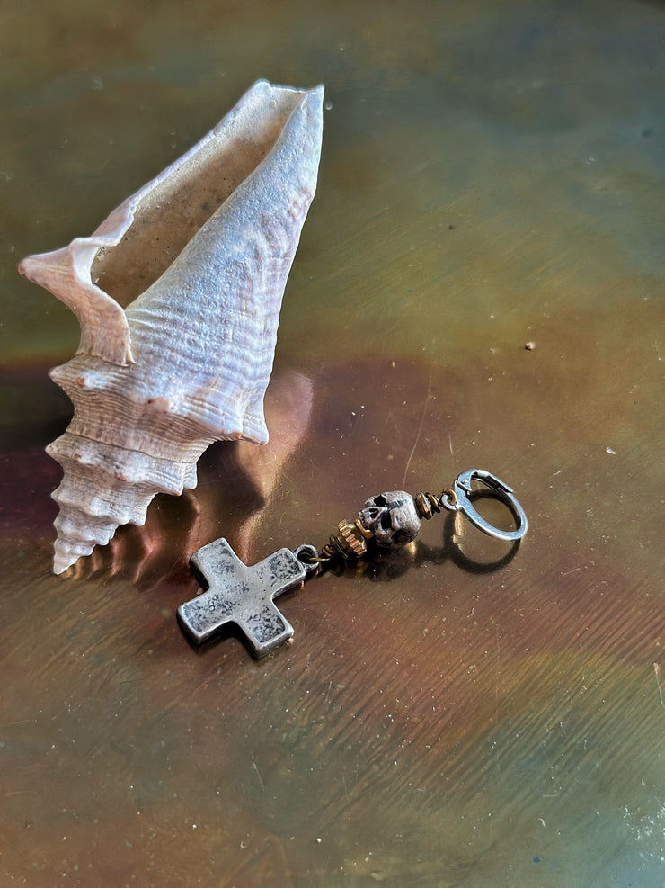 Single Skull and Cross Earring