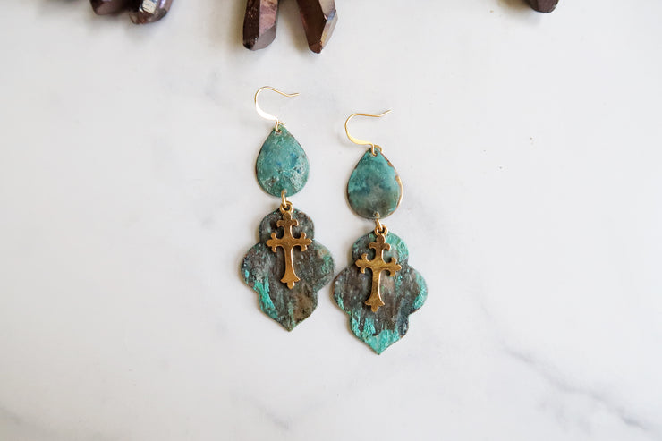 Patina Cross Earrings