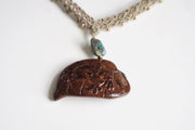 Hand Carved Coqui Coconut Macrame Necklace