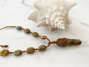 Smokey Quartz Micro Macrame Necklace in Brown