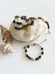 Fossilized Shell, Natural Seashell and Turquoise Necklace