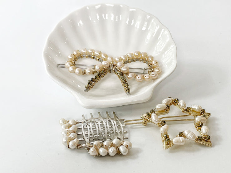 Pearl Ribbon Hair Clip