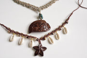 Hand Carved Coqui Coconut Macrame Necklace