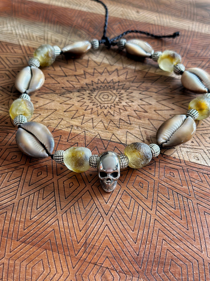 Skull and Cowrie Shell Necklace