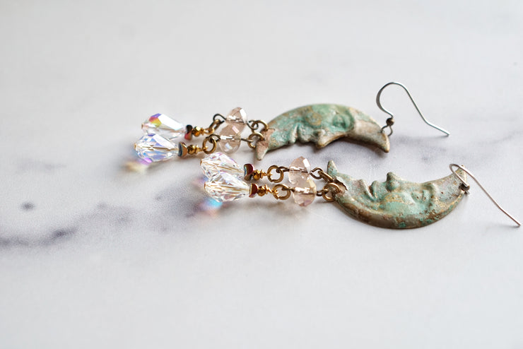 Patina Moon Earrings