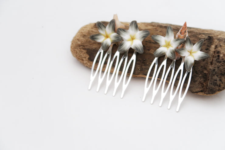 Tropical Flower and Seashell Hair Pin Set