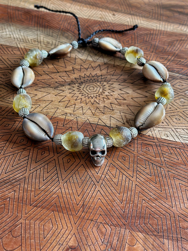 Skull and Cowrie Shell Necklace