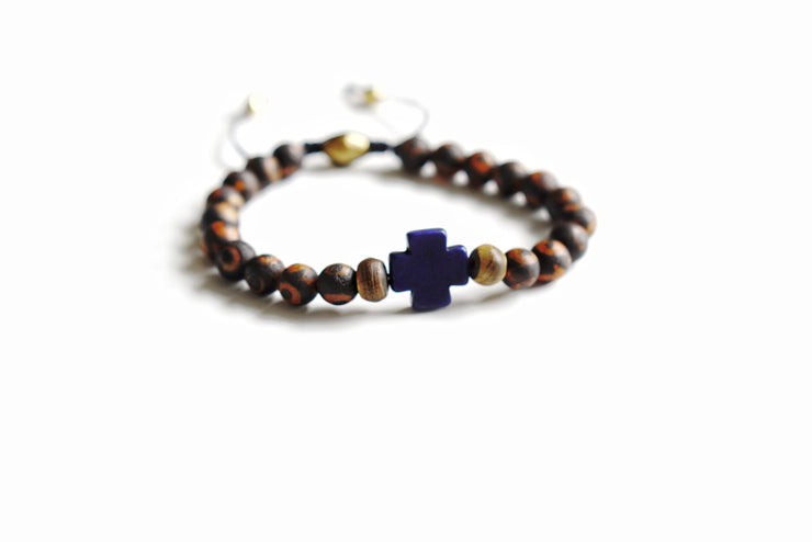 Tibetan Bead Cross Adjustable Bracelet