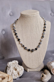 Skull Necklace with Black Tourmaline Quartz